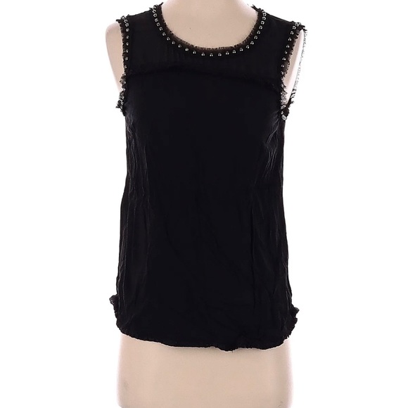 Maison scotch size 2 grommet detail and trimming black and sheer top - Picture 9 of 11